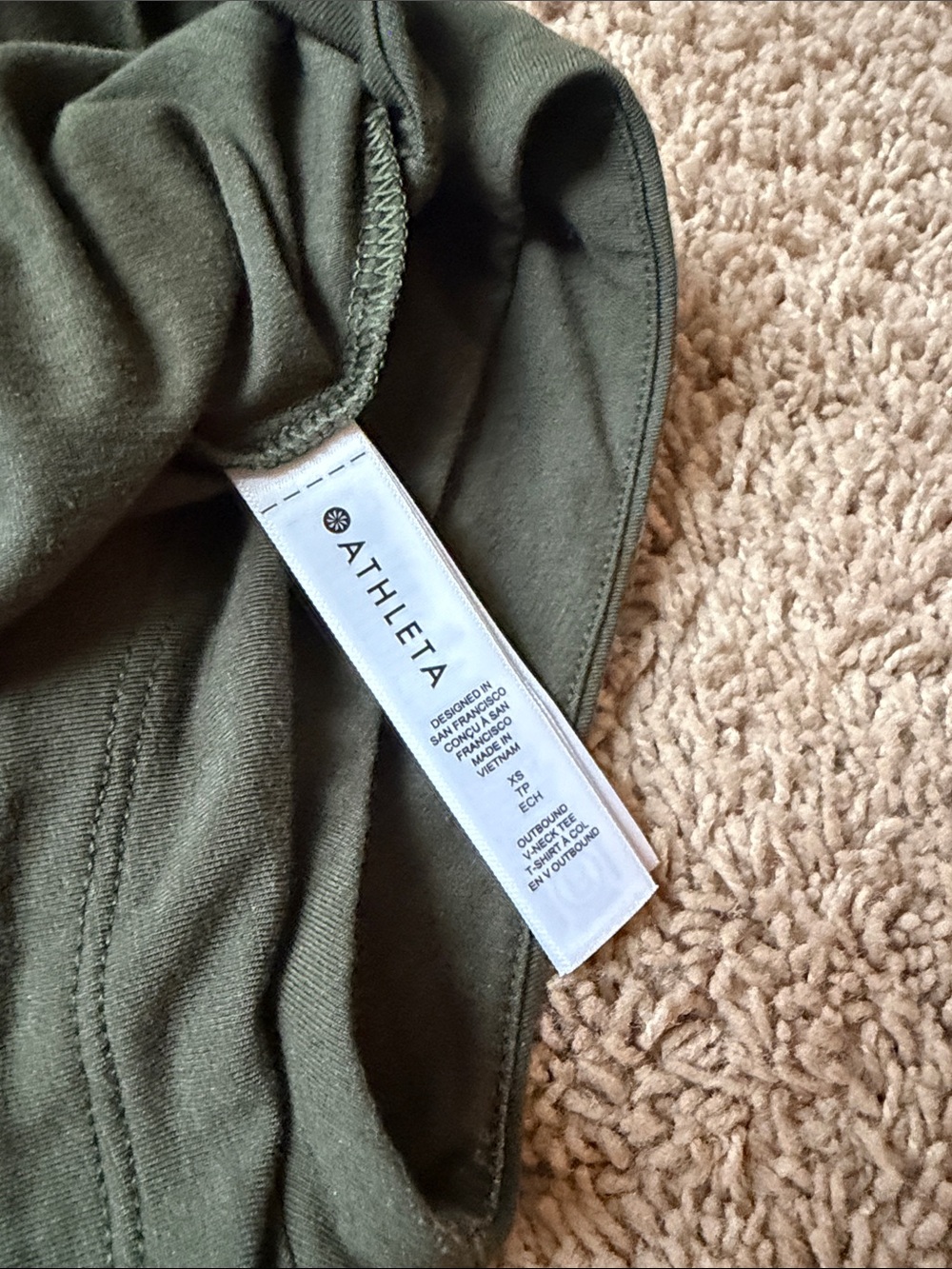 Athleta Olive Green V-Neck Short Sleeve Tee - Picture 6 of 6